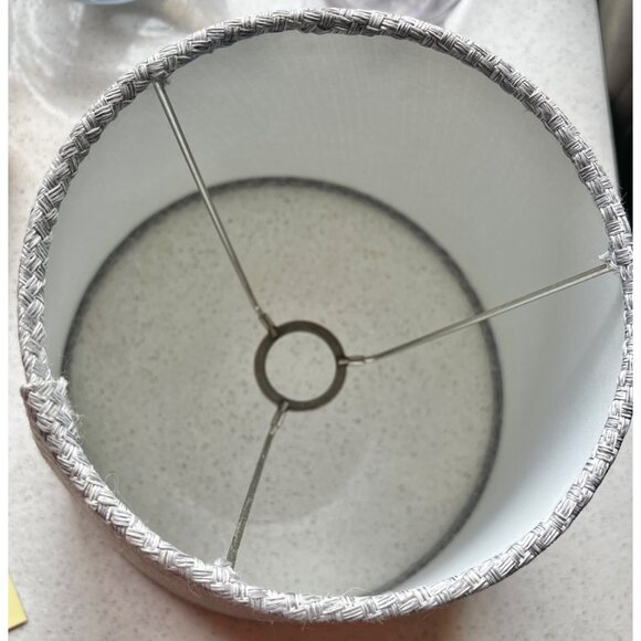 Hobnail Milk Glass & Wood Table Lamp With Textured Fabric Shade VTG Midcentury - Picture 12 of 12